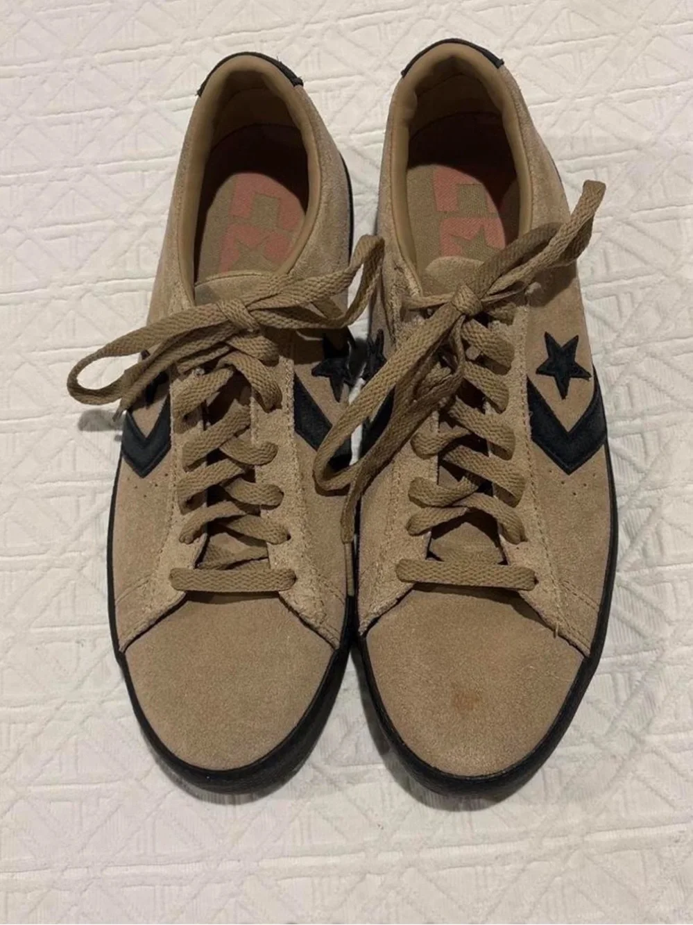 Converse Tan Suede Low-Top Sneakers with Black Accents